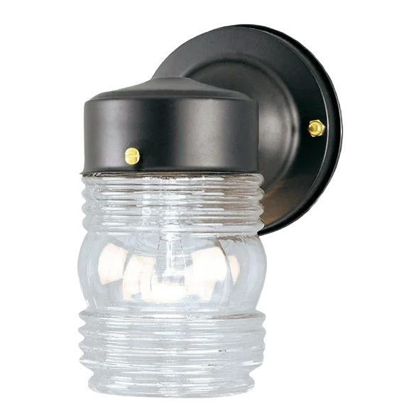 Environmentally Friendly Westinghouse Matte Black on Steel w Clear Ribbed Glass 1 Light Wall Fixture Smart