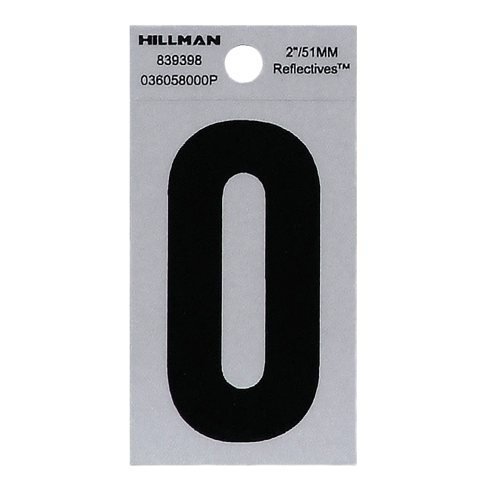 Sophisticated Hillman 2-In. Adhesive Black Silver House Number 0 Contemporary