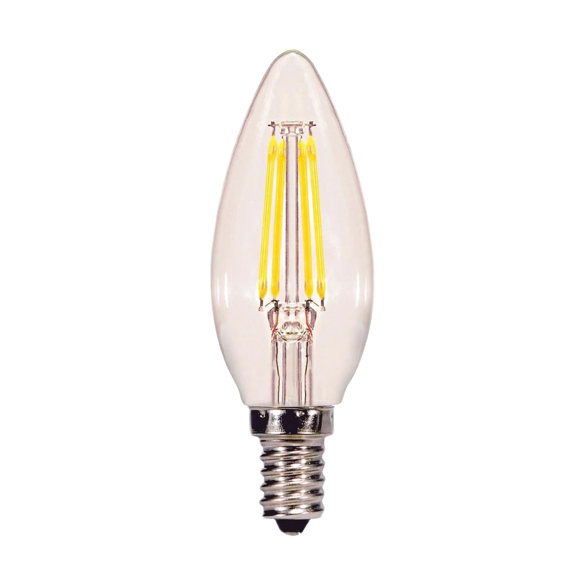 Lightweight Satco 4.5 Watt B11 LED Clear Candelabra Base Light Bulb 2-Pack Casual