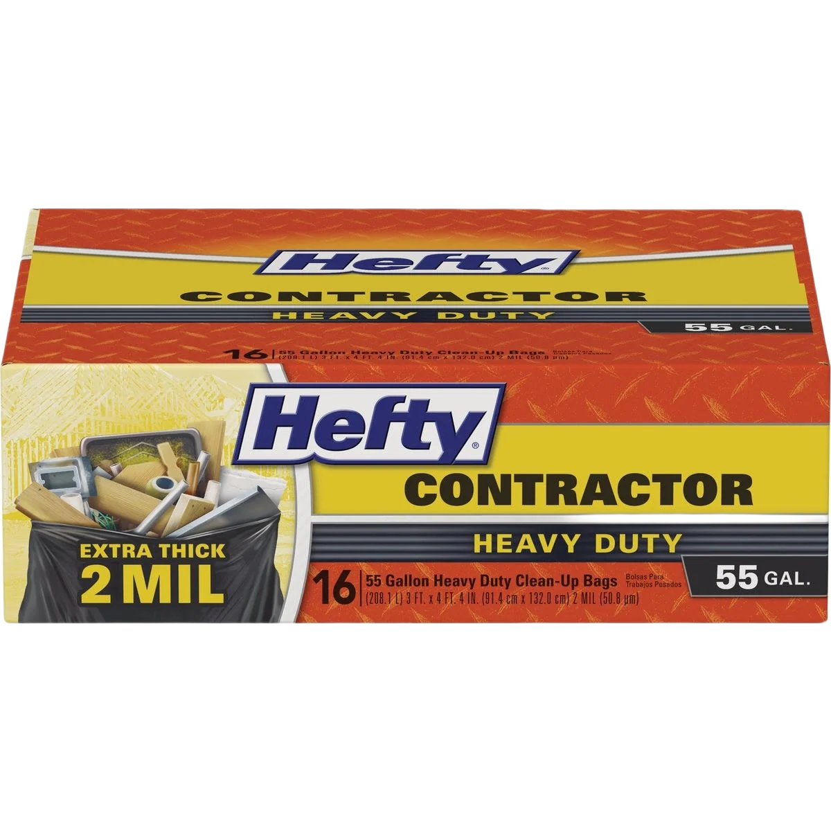 Fine Crafted Hefty 55 Gallon Contractor Black Trash Bags 16-Count Crafted