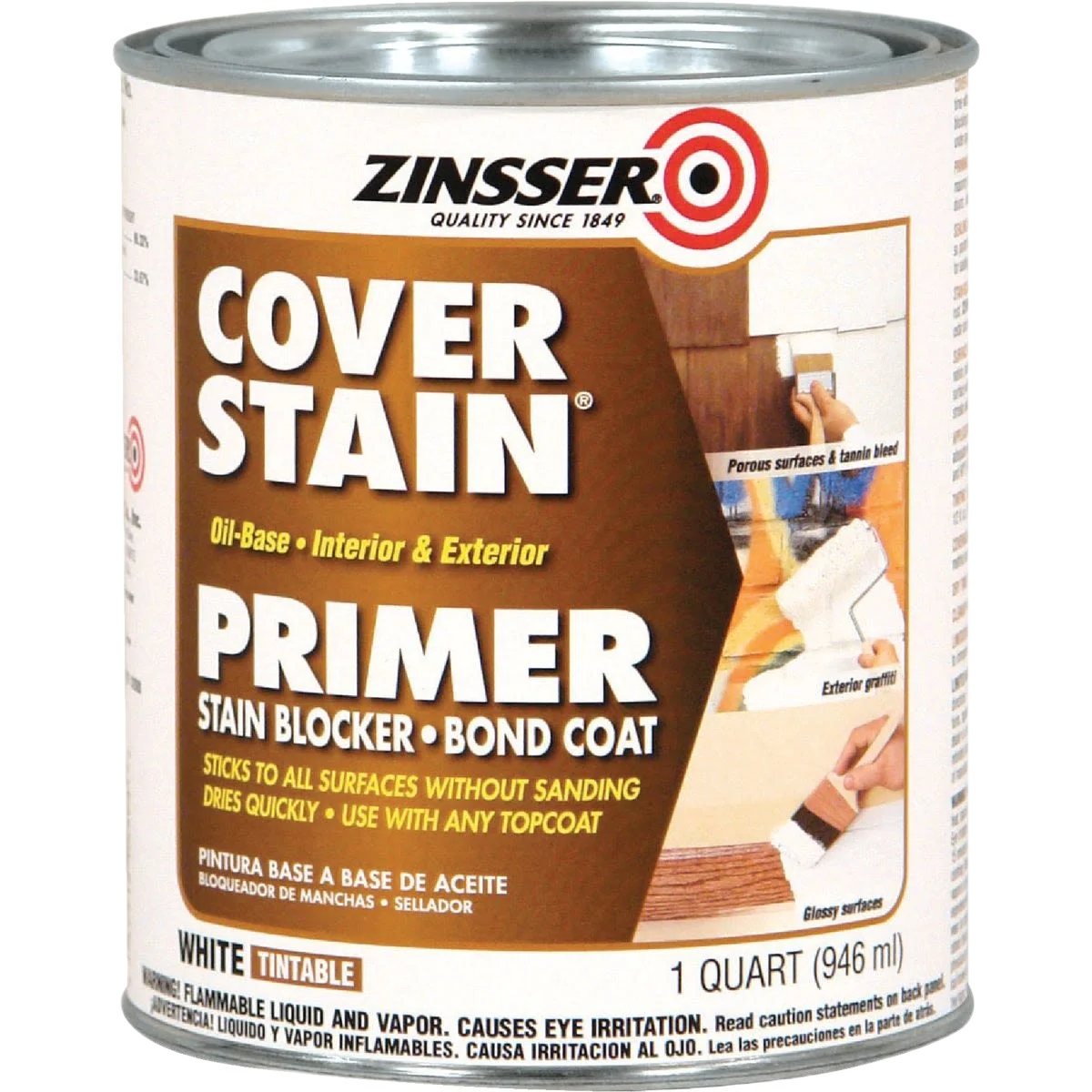 Prestigious Zinsser Cover-Stain Oil-Base White Sealer Stain Blocker Primer 1 Quart Advanced
