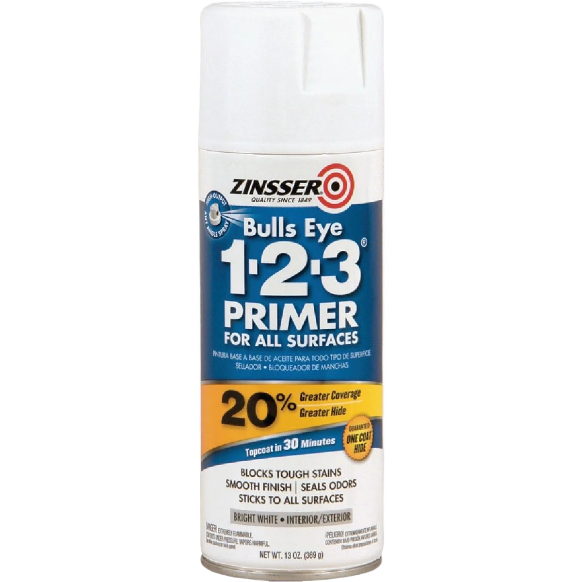 Green Zinsser Bulls Eye 1-2-3 White Primer Spray 13 oz. High-Grade