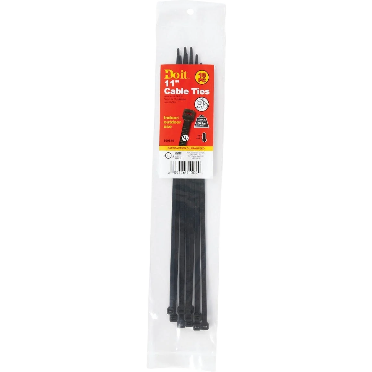 Crafted Do it 11 In. x 0.189 In. Black Molded Weather Resistant Cable Tie 10-Pack Elegant