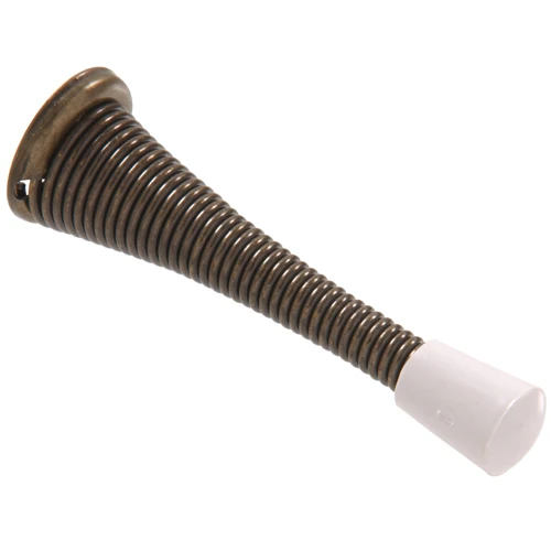 Premium Material Hillman Antique Brass Spring Door Stop with Broad Base 3 in. Solid