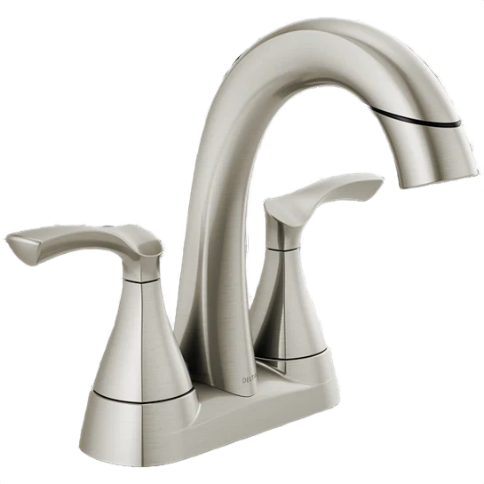 Contemporary Delta Sandover Brushed Nickel Two Handle Centerset Bathroom Faucet Practical