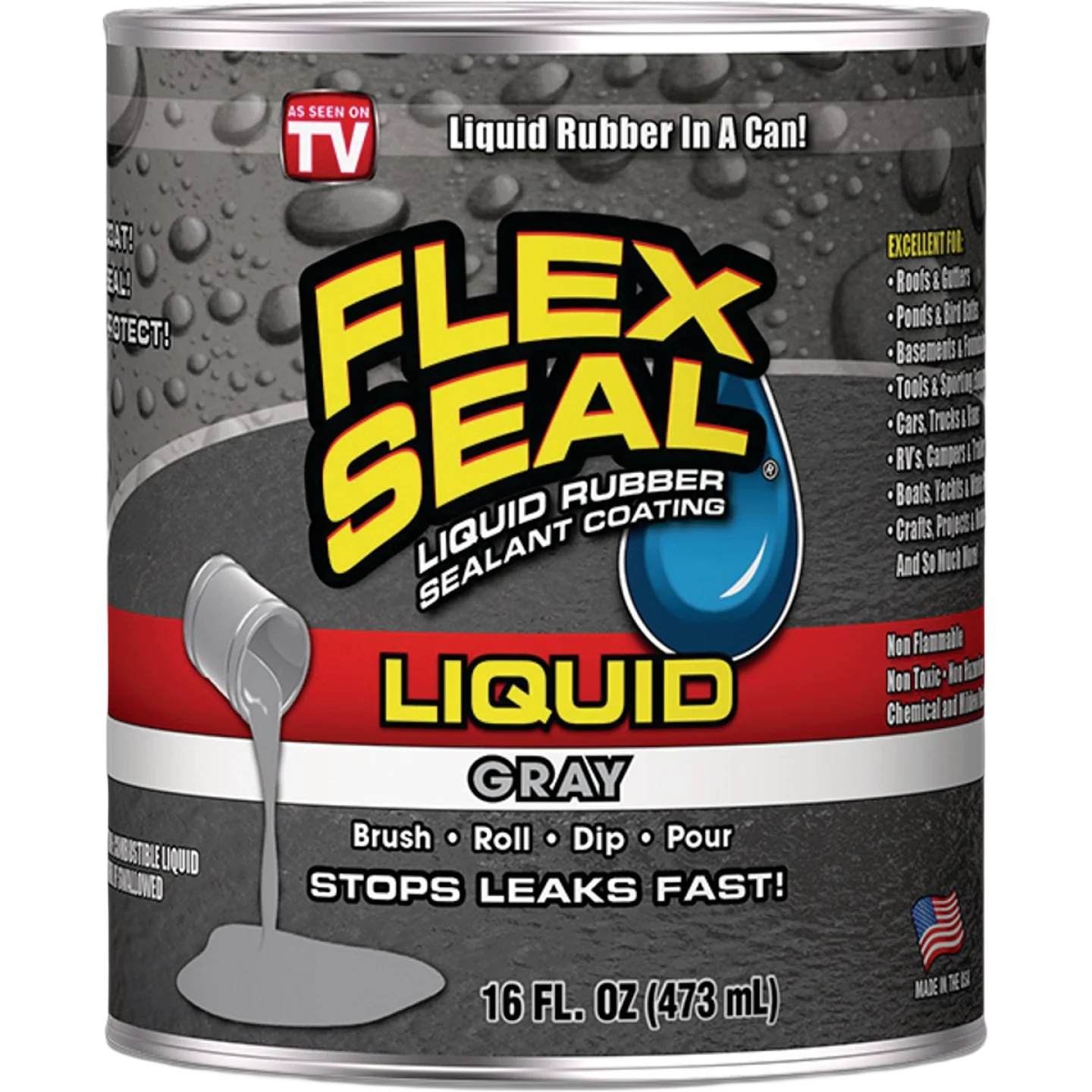 Natural Flex Seal Mini Spray Gray Rubber Sealant 2 oz. Efficient