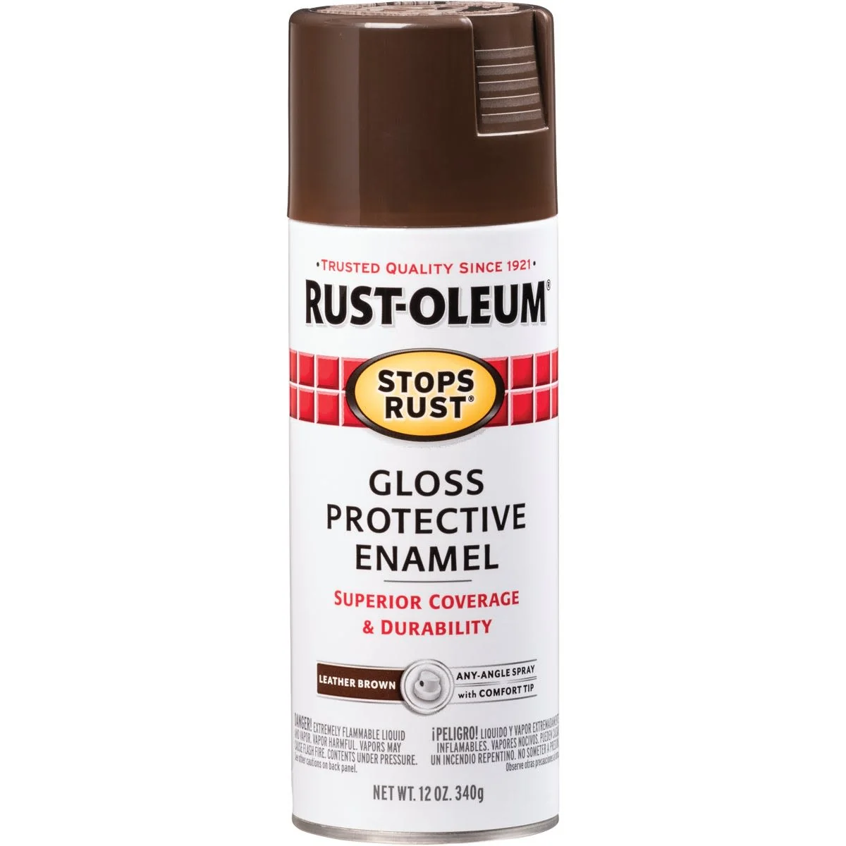 Traditional Rust-Oleum Leather Brown Protective Enamel Gloss Spray Paint 12 oz. Excellent