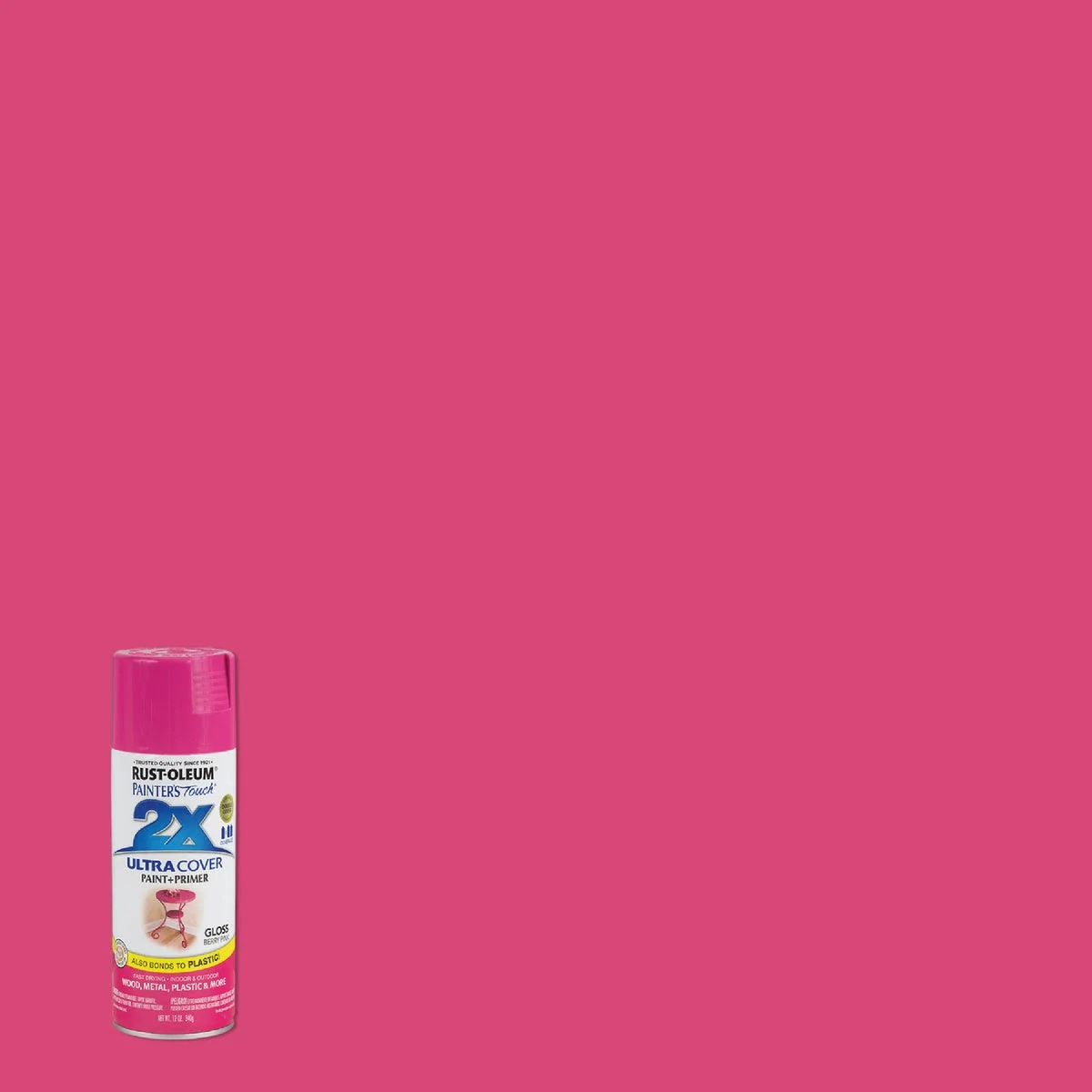 Premium Rust-Oleum Painters' Touch 2X Berry Pink Gloss Spray Paint Primer 12 oz. Easy-to-Use