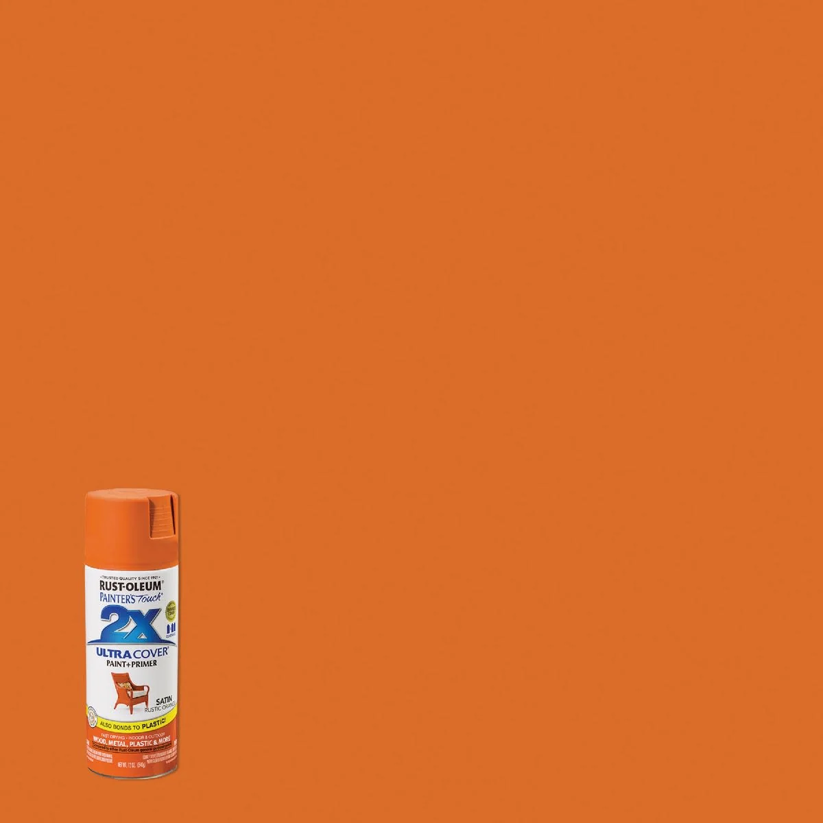 Eco-Friendly Rust-Oleum Painters' Touch 2X Rust Orange Satin Spray Paint Primer 12 oz. Professional