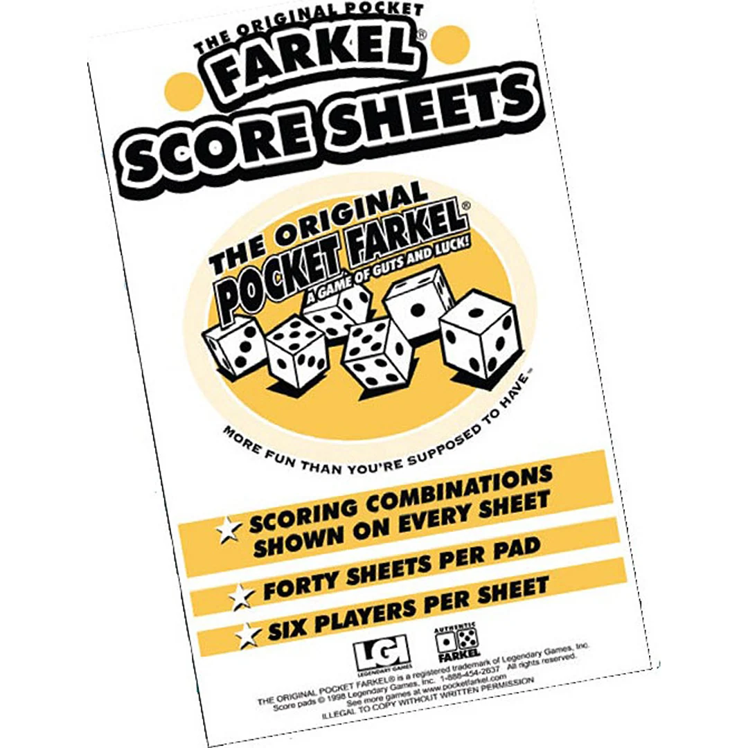 Dependable Farkel Score Sheets Responsible