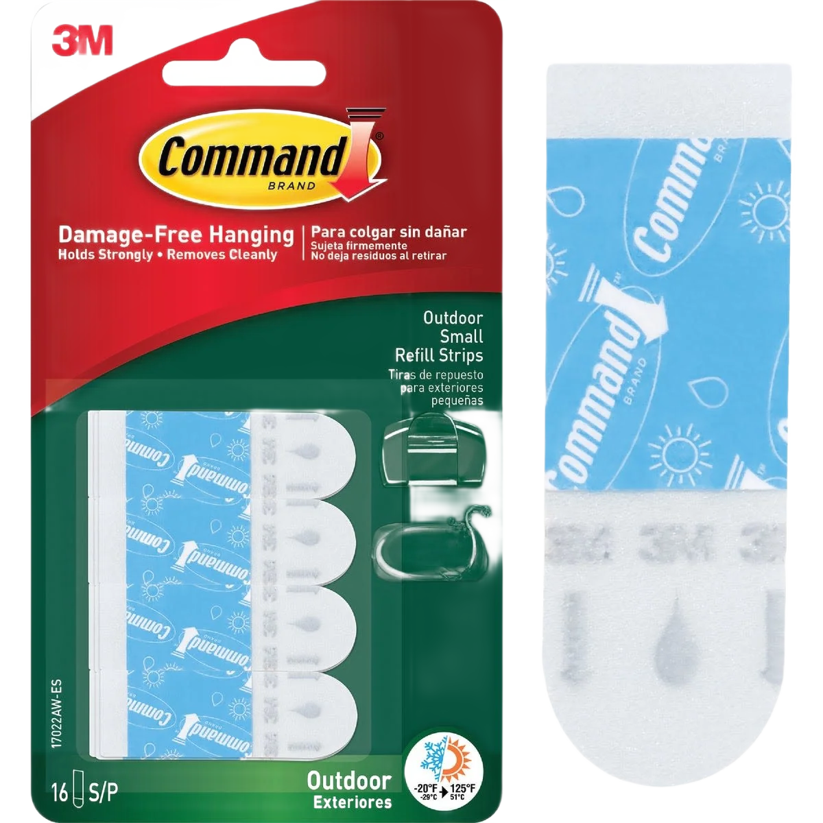 Breathable 3M Command Outdoor Light Clips Small Foam Strips Refill 16-Pack Professional