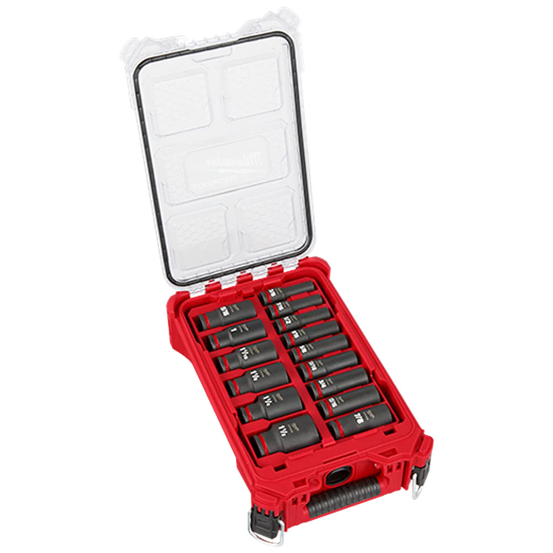 Functional Milwaukee 15PC SHOCKWAVE™ Impact Duty Socket 1 2 Drive SAE Set with PACKOUT™ Trendy