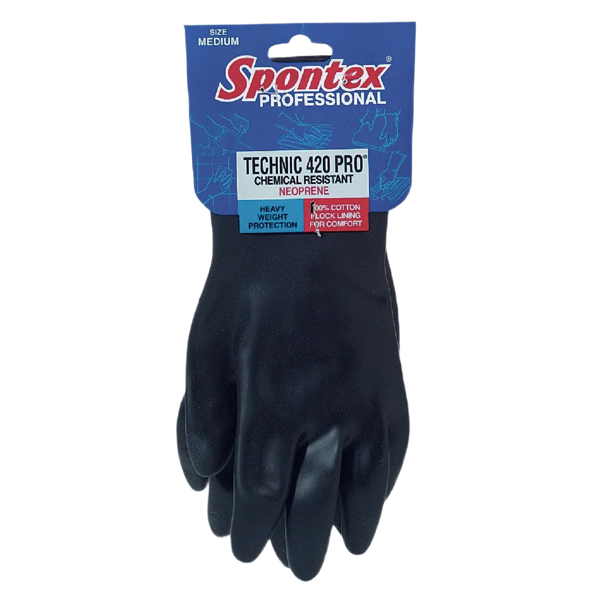 Green Spontex Technic Pro Black Neoprene Rubber Glove XL Innovative