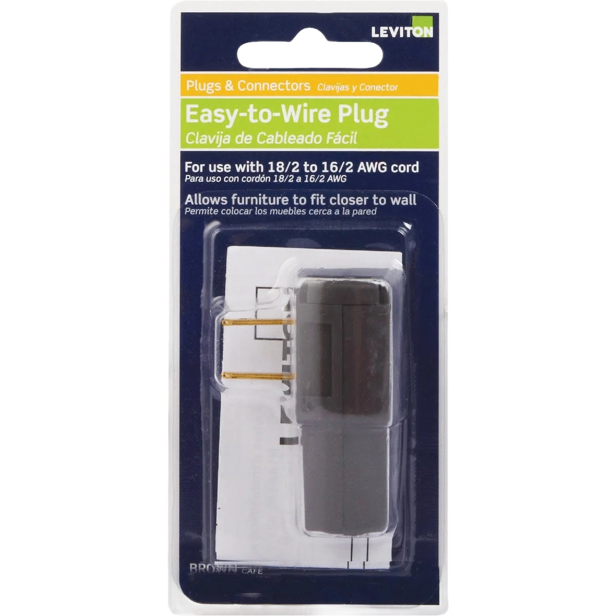 Durable Leviton 15 Amp Brown Easy Wire Cord Plug Secure