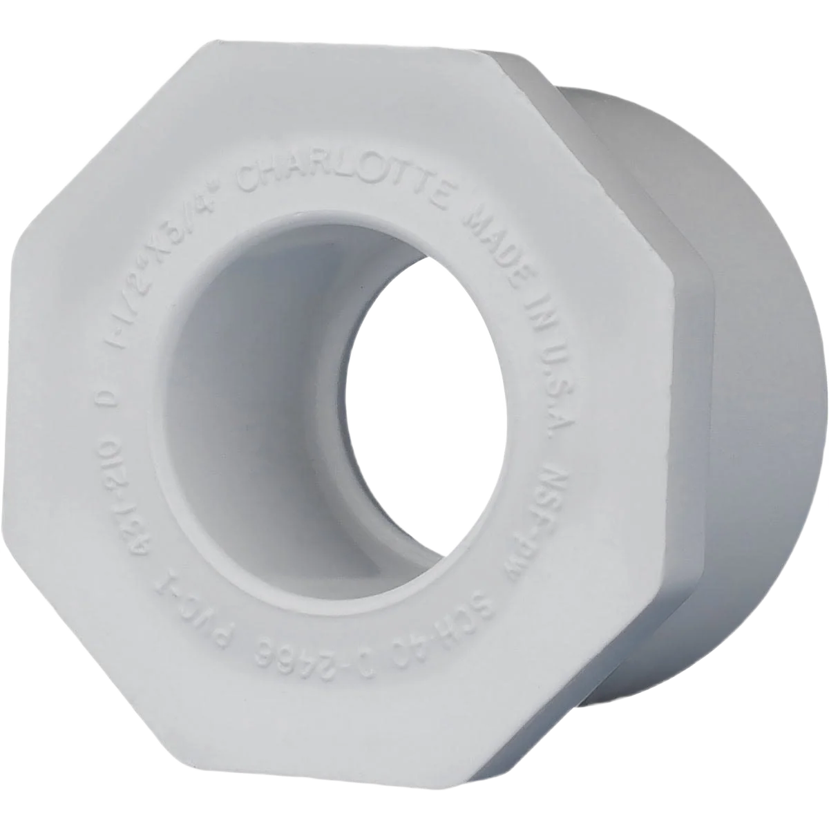 Original Charlotte Pipe 1-1 2 SPG x 3 4 Slip PVC Bushing Genuine
