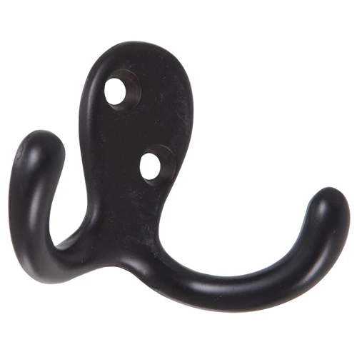 Casual Hardware Essentials Oil Rubbed Bronze Double Clothes Hook 2-Pack Premium