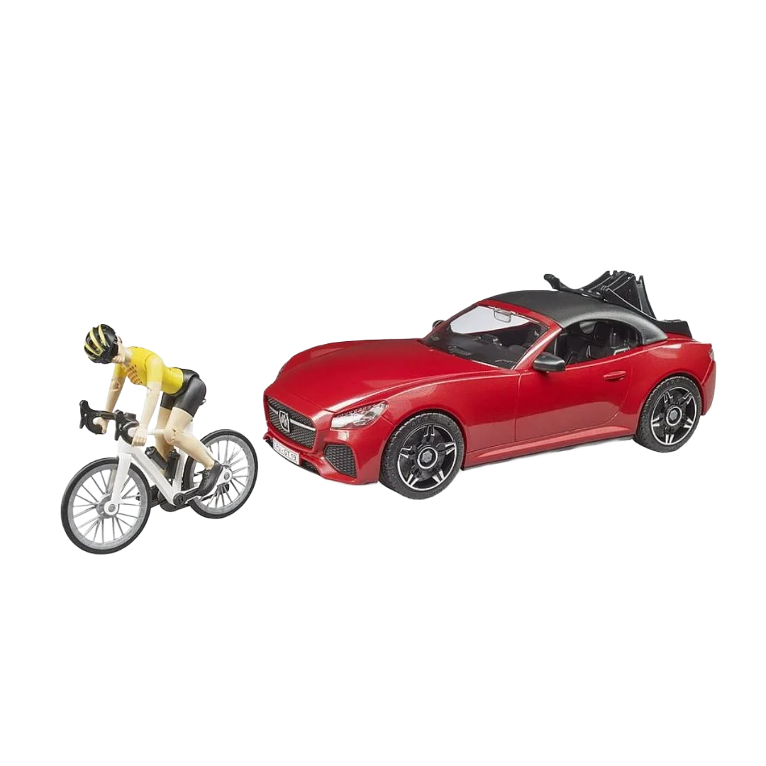 Verified Bruder Toys Roadster with Racing Bicycle Cyclist Healthy
