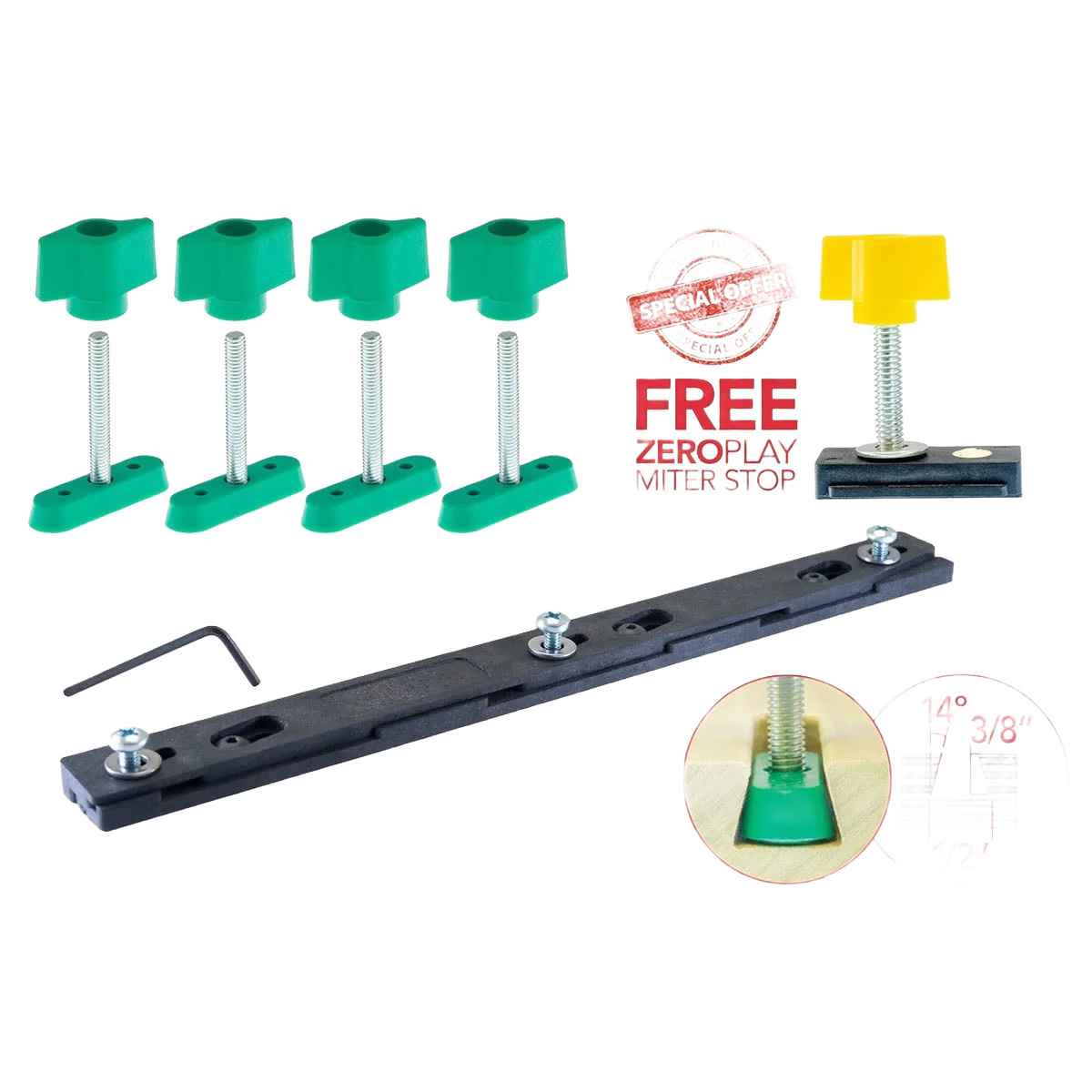 Crafted Microjig ZeroPlay 360 Sled Kit Miter Stop Lightweight