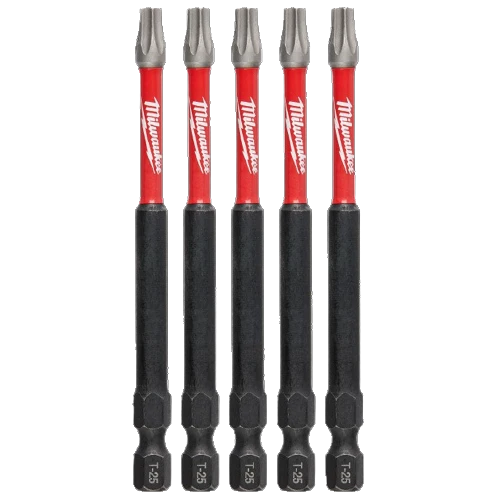 Breathable Milwaukee SHOCKWAVE™ Impact Duty™ 3-1 2 T25 TORX Bits 5-Pack Certified