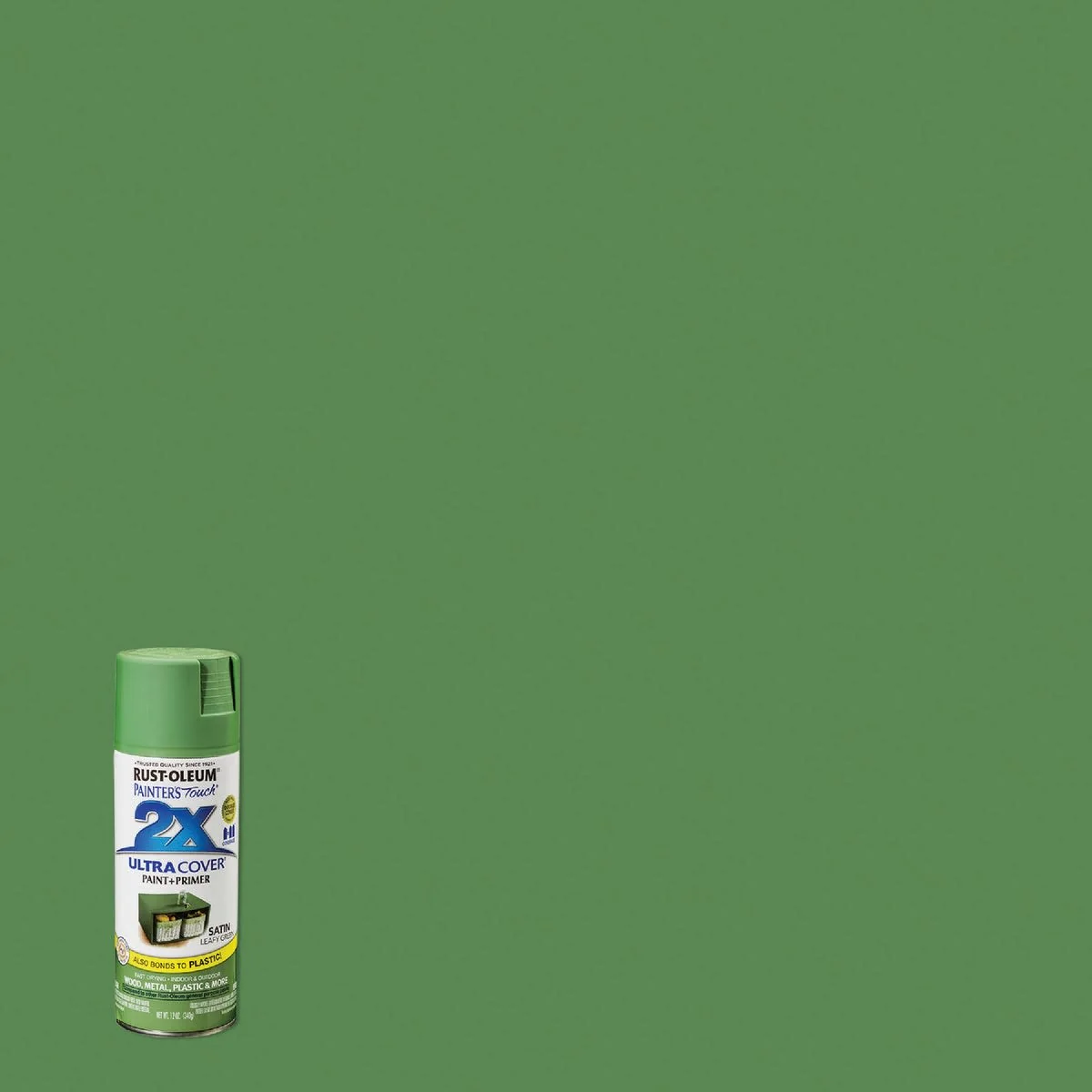 Secure Rust-Oleum Painters' Touch 2X Leafy Green Satin Spray Paint Primer 12 oz. Long-Lasting