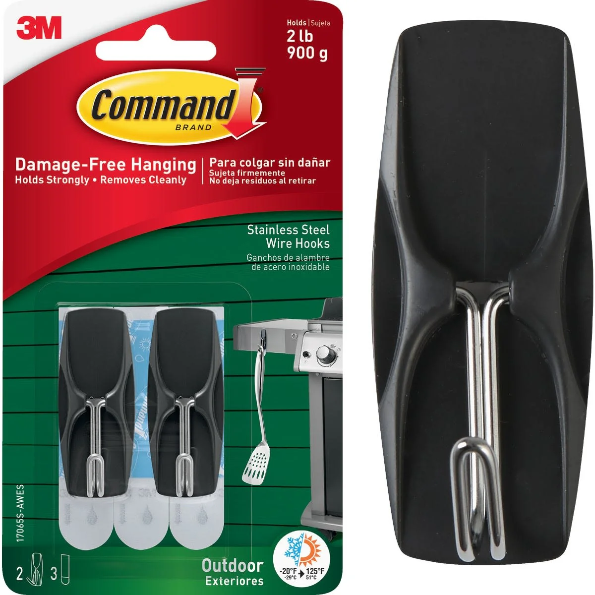 Advanced 3M Command Outdoor Stainless Steel Wire Hook 2-Pack Premium