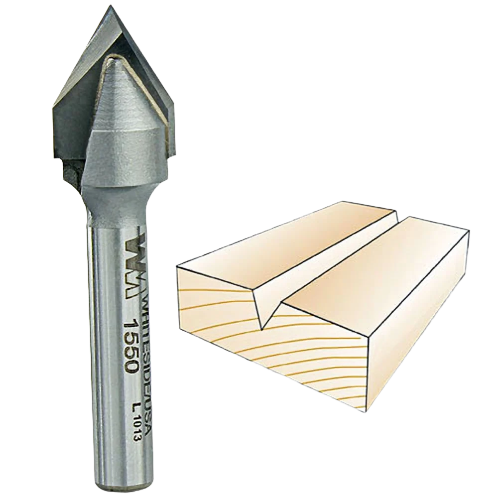 Powerful Whiteside 60 deg. V-Groove Bit 1 4 in. SH x 1 2 in. CD x 7 16 in. PL Enhanced