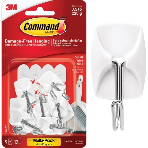 Advanced 3M Command .5 Lb Capacity Wire Adhesive Hook 9-Pack Premium