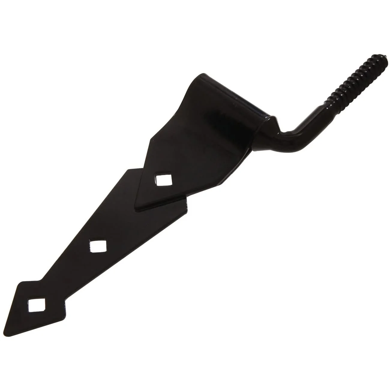 Fine Crafted Hillman 7 in. Ornamental Screw Hook and Strap Hinge Set Black Finish Enhanced