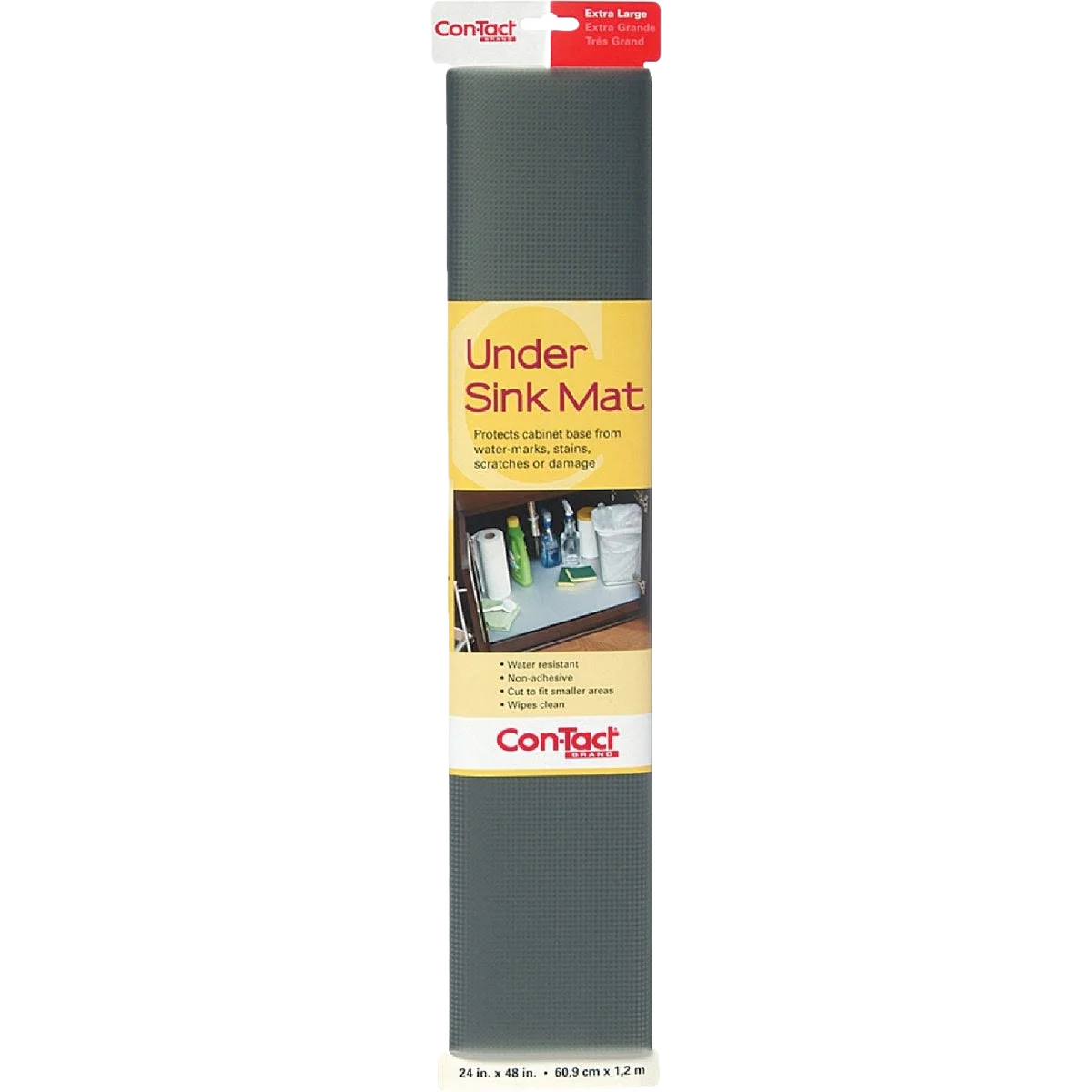 Contemporary Con-Tact Graphite Under Sink Mat Non-Adhesive Shelf Liner 4 ft. Fast