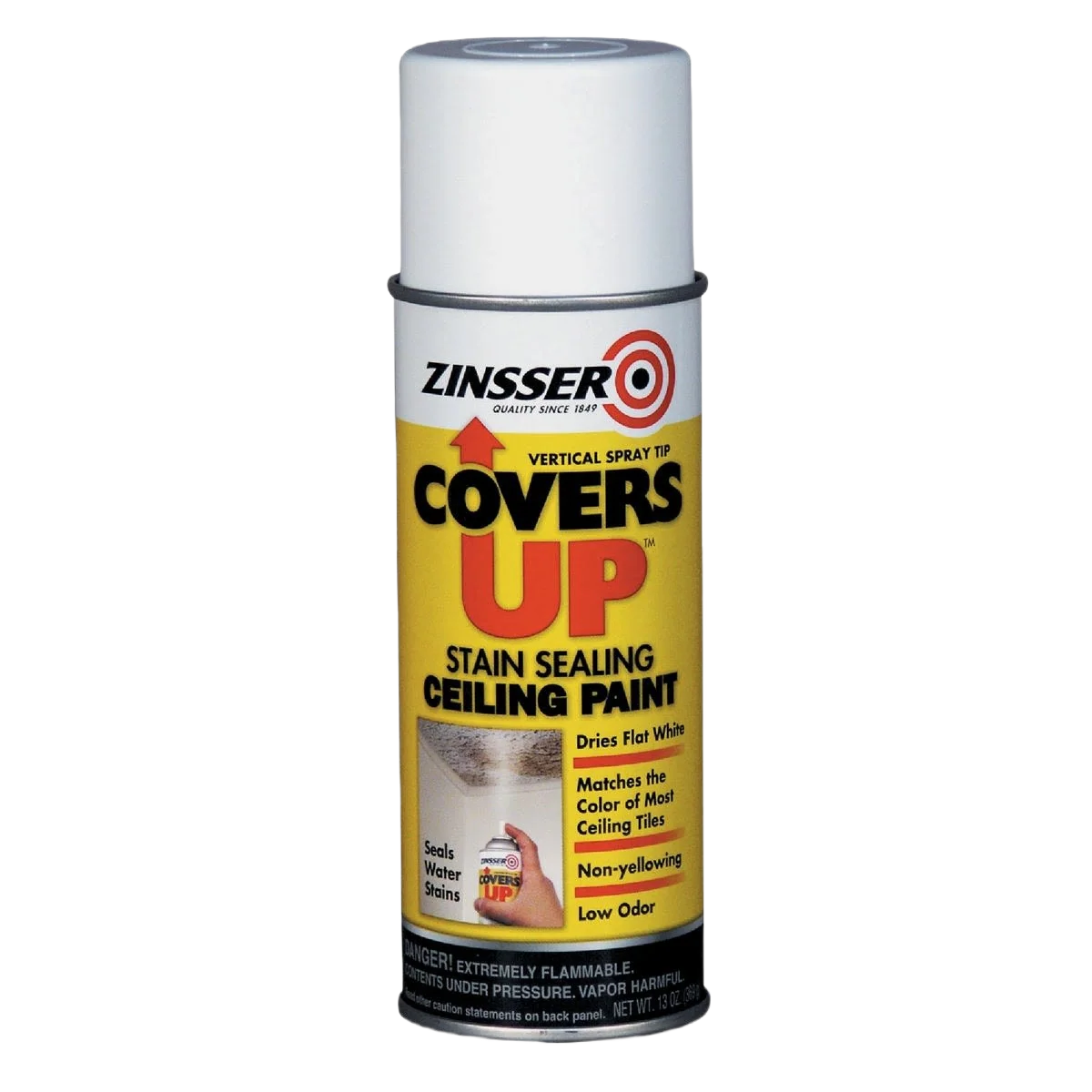 Dependable Zinsser Covers Up White Stain Sealing Ceiling Spray Paint 13 oz. Contemporary