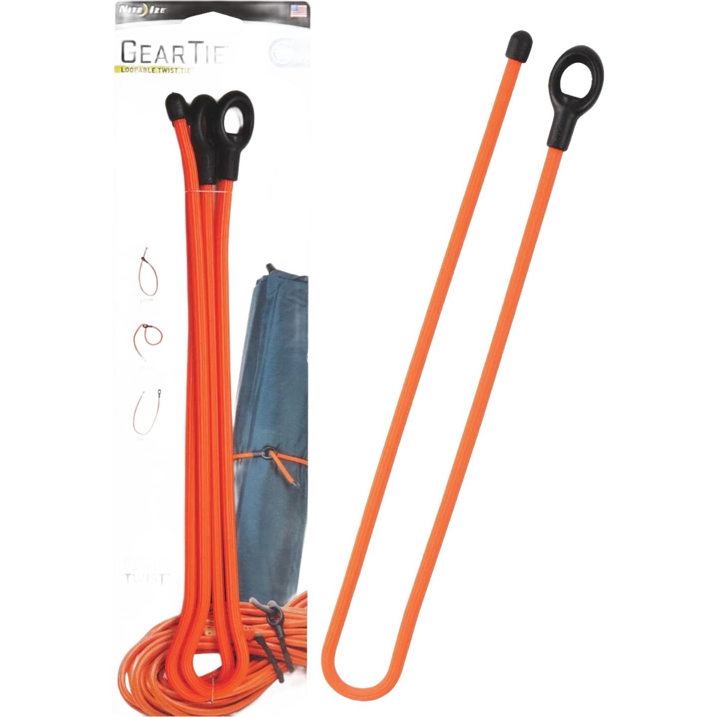Exceptional Nite Ize Gear Tie 2-Pack 24 in. Loopable Twist Ties Bright Orange Elite