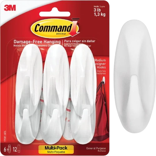 Practical 3M Command Medium Utility Designer Adhesive Hook 6-Pack Casual