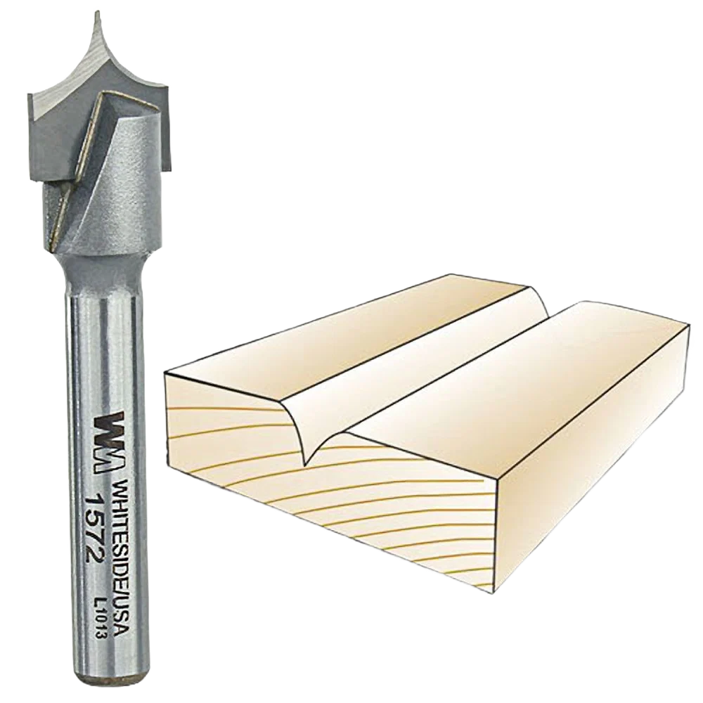 Specialty Whiteside Point Cutting Roundover Bit 1 4 in. SH x 1 4 in. R x 1 2 in. CD Traditional