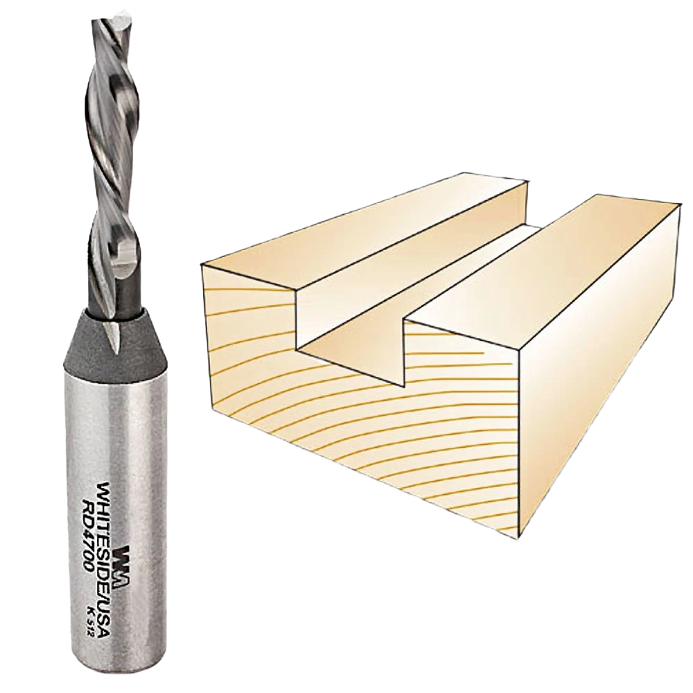 Exclusive Whiteside Spiral Downcut Bit 1 2 in. SH x 1 4 in. CD x 1 in. CL Casual