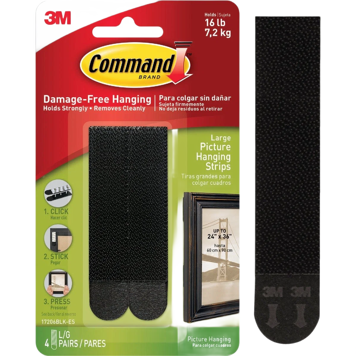 Breathable 3M Command Large Black Interlocking Picture Hanger 4-Pack Relaxed