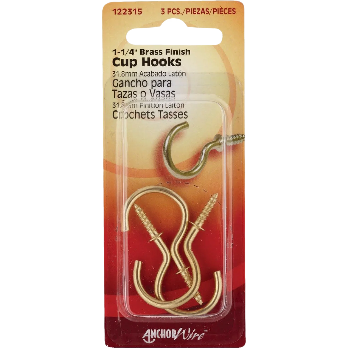 Top-Quality Hillman Anchor Wire Brass Large Cup Hooks 1-1 4 in. 3-Count Advanced