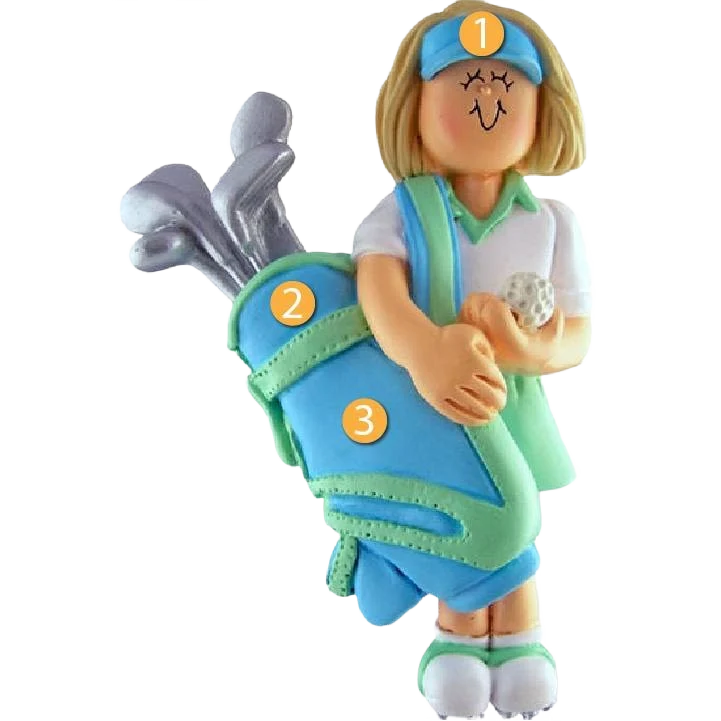 Elegant Ornament Central Personalized Blonde Female Golfer Ornament Reliable