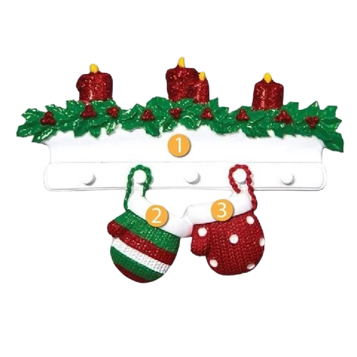 Elegant PolarX Personalized Red Green Mitten Family of 2 Ornament Durable