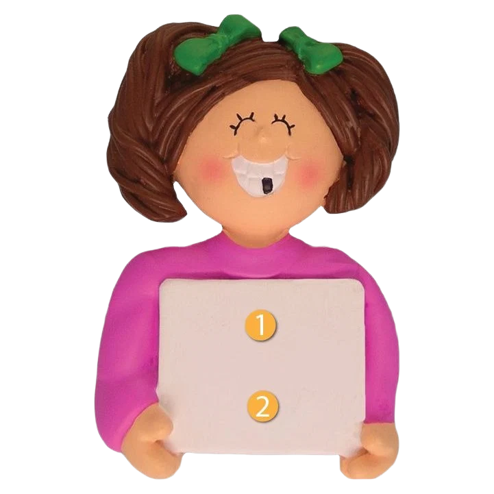 Stylish Ornament Central Personalized Brunette Female Lost a Tooth Ornament Carefully Designed