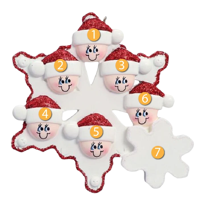 Superior Rudolph Me Personalized Snowflake Family of 6 Ornament Lightweight