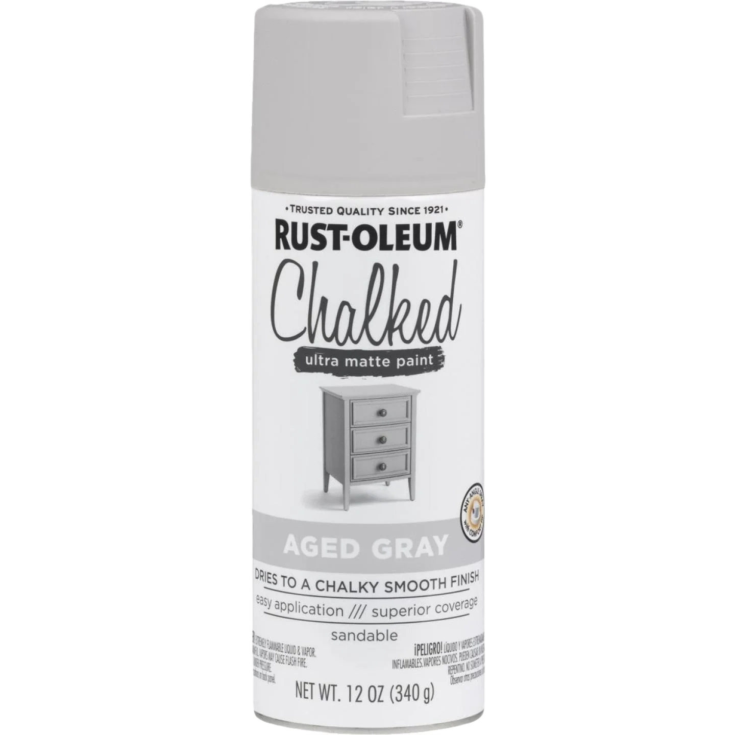 Reliable Rust-Oleum Chalked Aged Gray Ultra Matte Spray Paint 12 oz. Fine