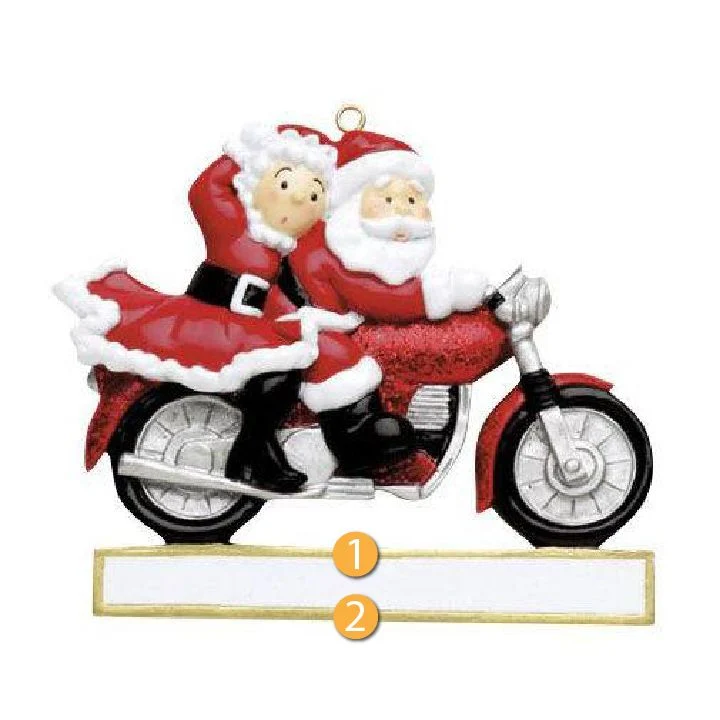 Advanced Rudolph Me Personalized Motorcycle Santa Couple Ornament Relaxed
