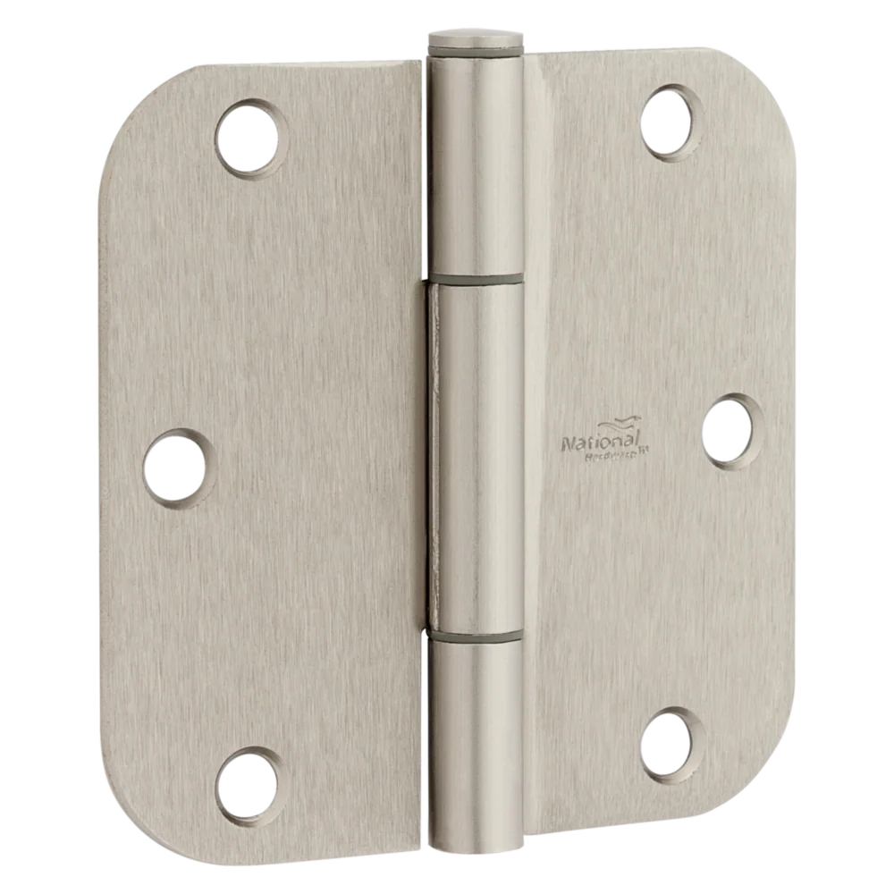 Sophisticated National Hardware Squeak Guard 3-1 2 Satin Nickel Hinge with 5 8 Radius 3-Count Certified