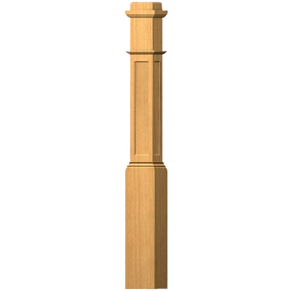 Premium Stairtrends 6-1 4 in. x 55 in. Poplar Flat Panel Box Newel First-Class
