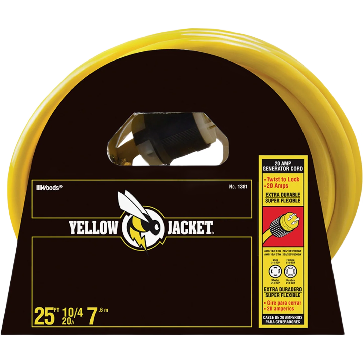 Natural Yellow Jacket 10 4 Heavy Duty Generator Cord 25 ft. Fashionable