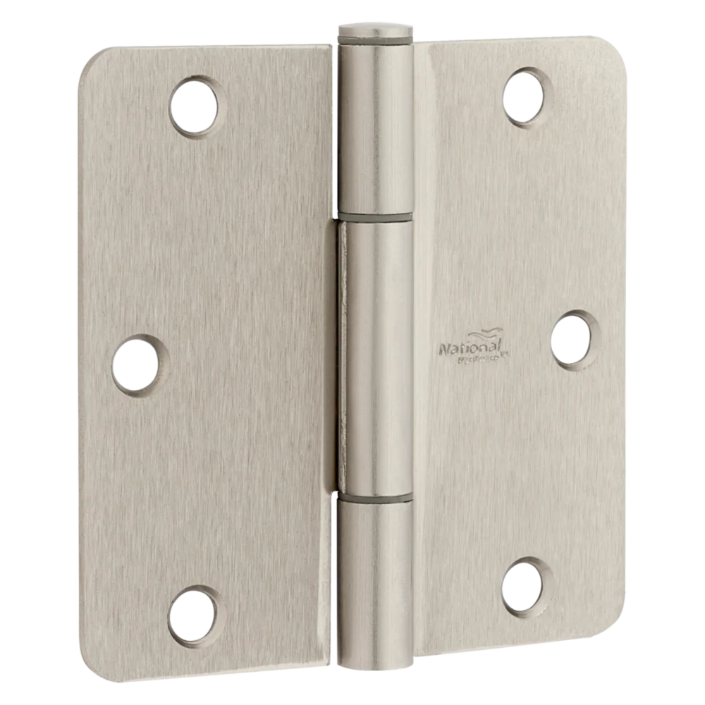 High-End National Hardware Squeak Guard 3-1 2 Satin Nickel Hinge with 1 4 Radius 3-Count Genuine