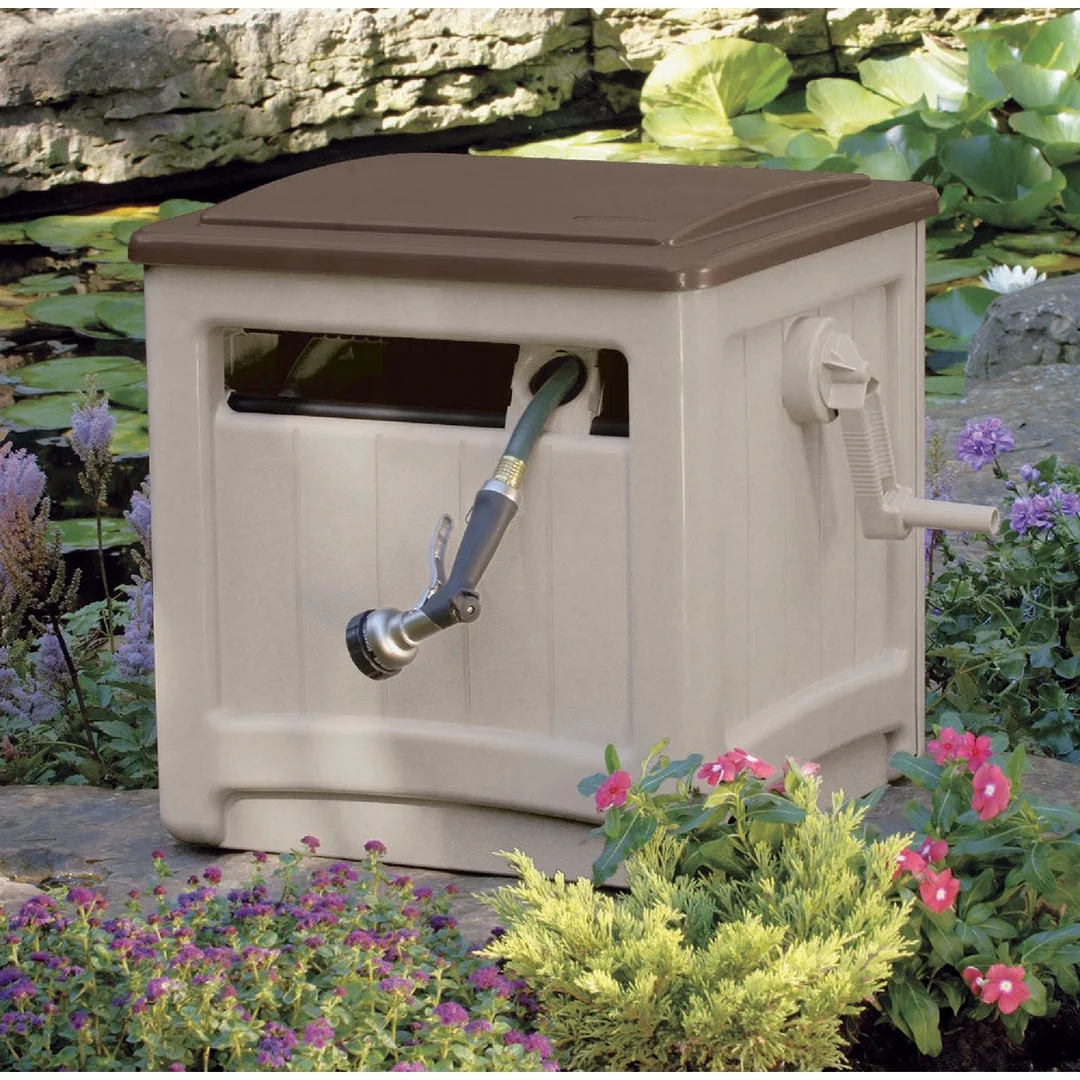 Pure Suncast Smart Trak Hose Taupe Hideaway Hose Reel with Bronze Lid 225 ft. Responsible