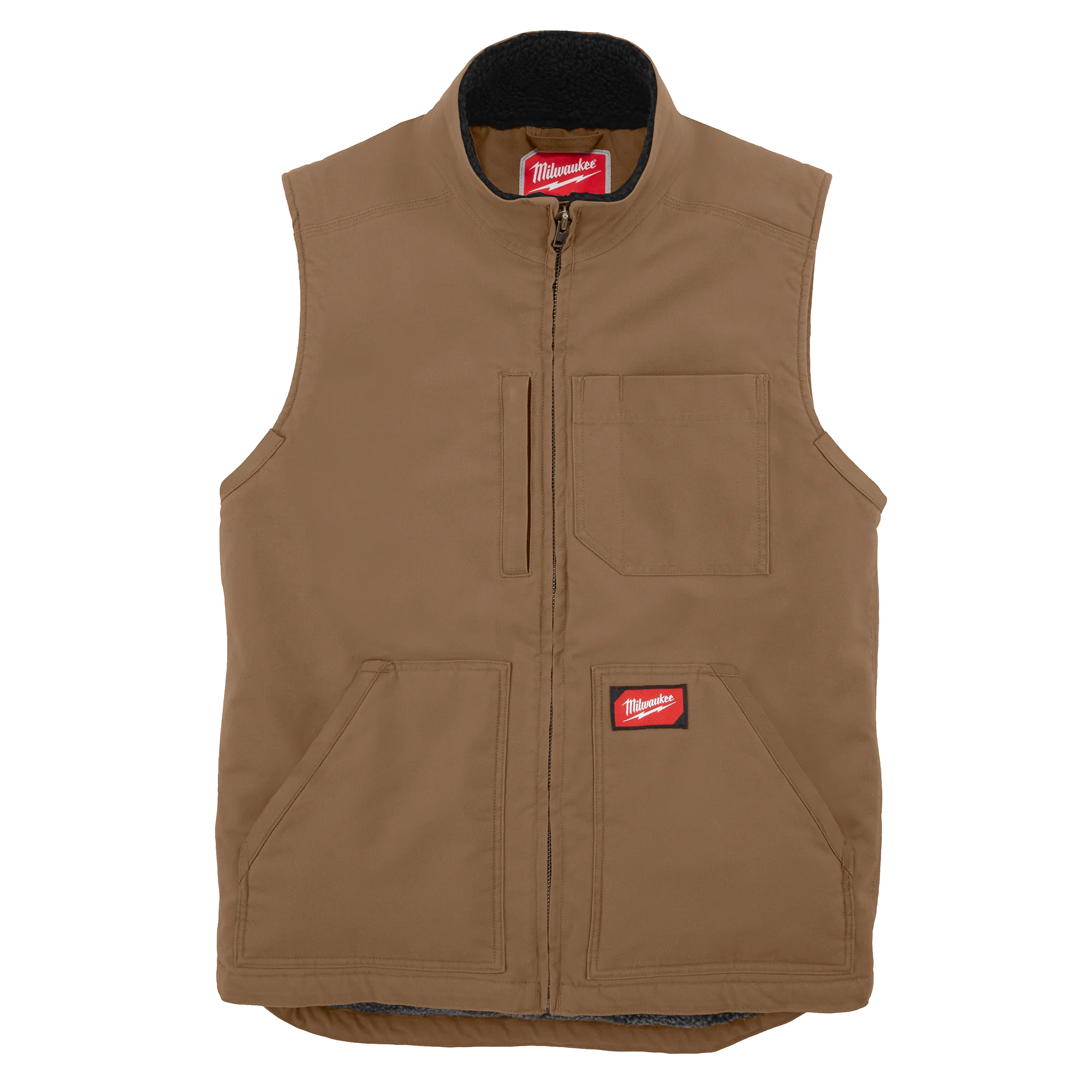 Stylish Milwaukee GRIDIRON™ Sherpa-Lined Vest - Brown XL Genuine