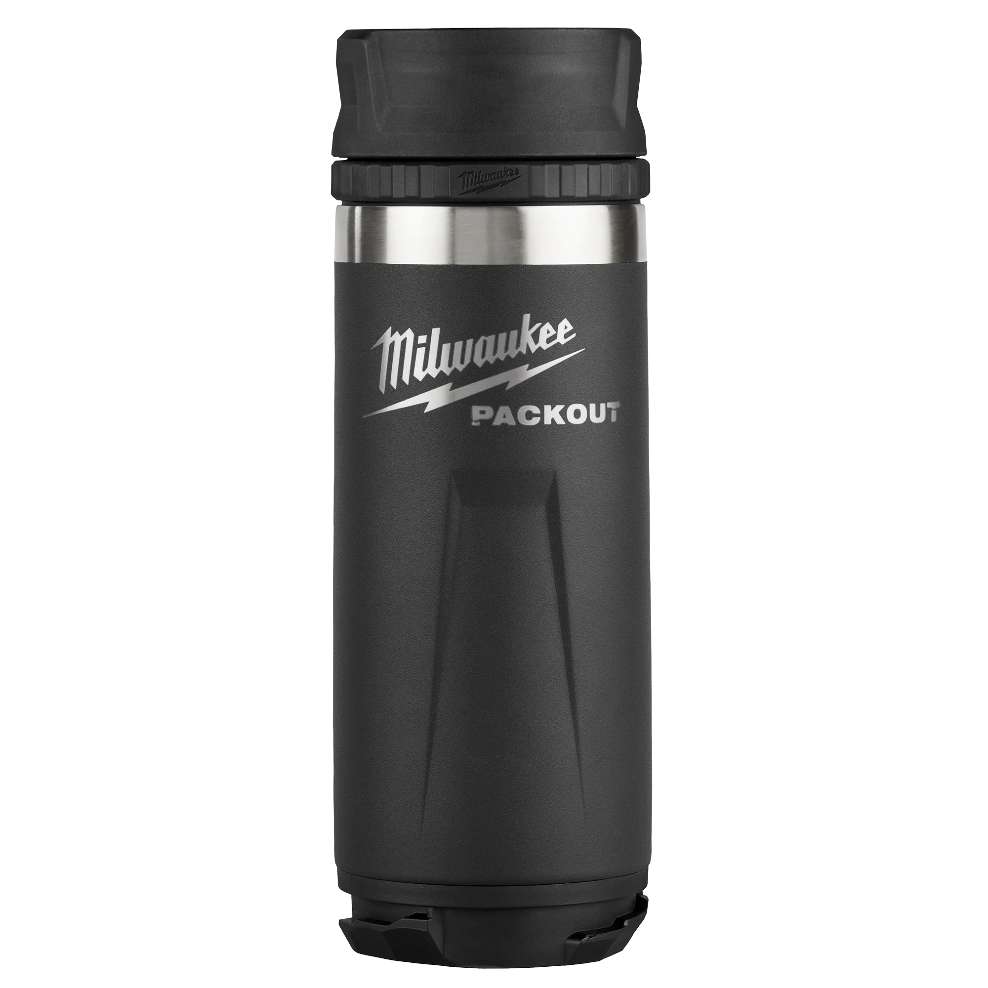 Clean Milwaukee PACKOUT™ 18oz Black Insulated Bottle with Sip Lid Modern