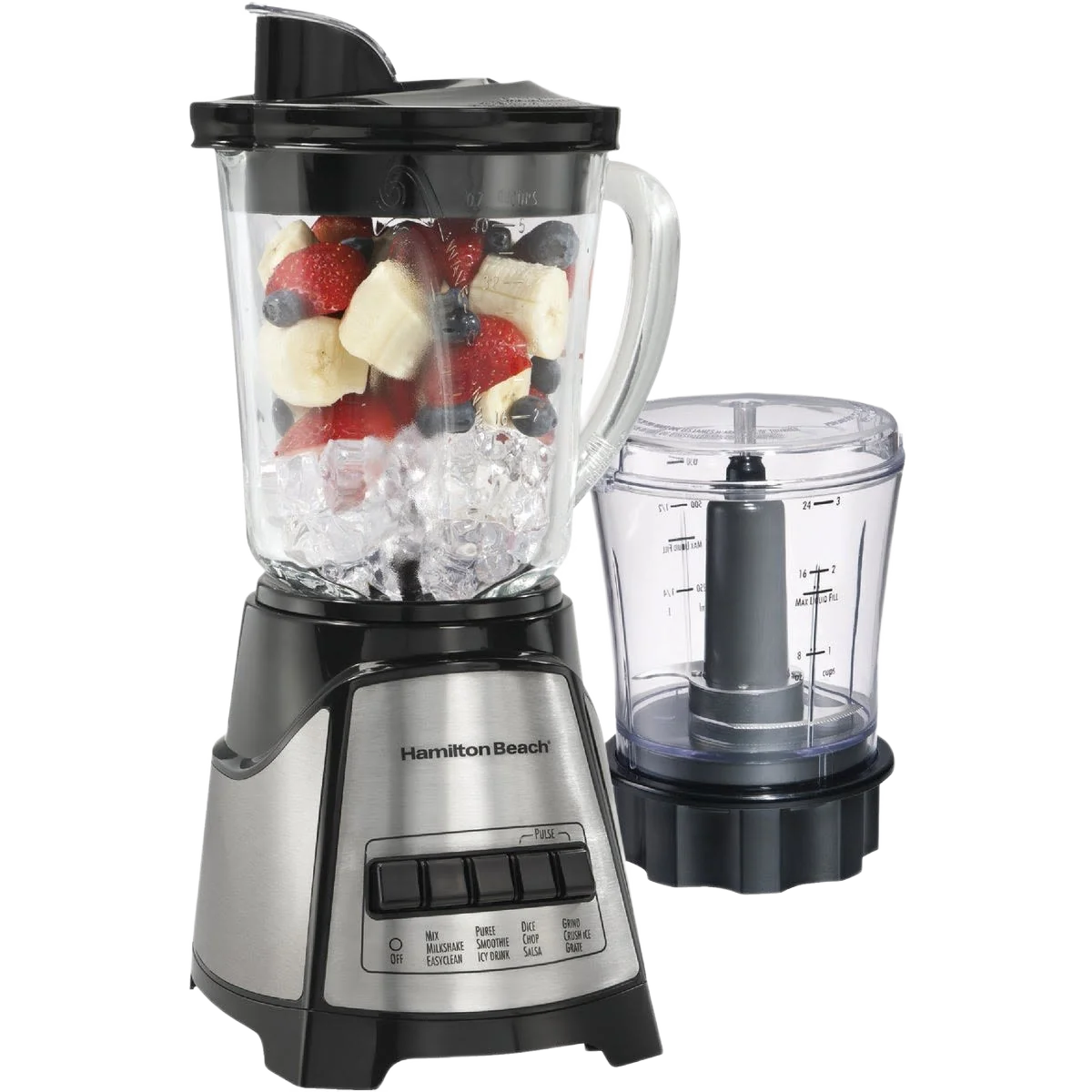 Secure Hamilton Beach Black 12 Function Blender Chopper with Glass Jar Consistent